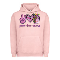 Pigment Salmon Peace Love Unicorn Urban Hoodie - Jasminsmagicworld