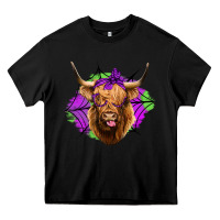 Black halloween highland cow Heavy Core Tee - Jasminsmagicworld