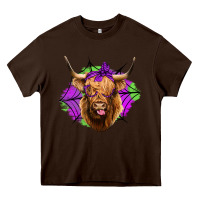 Chocolate Brown halloween highland cow Heavy Core Tee - Jasminsmagicworld