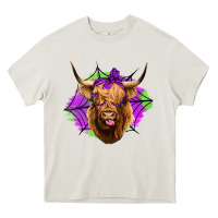 Cream halloween highland cow Heavy Core Tee - Jasminsmagicworld
