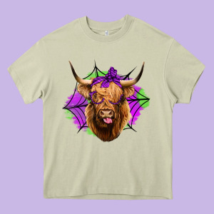 Halloween Highland Cow Heavy Core Tee Designed By Jasminsmagicworld