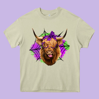 Halloween Highland Cow Heavy Core Tee Designed By Jasminsmagicworld
