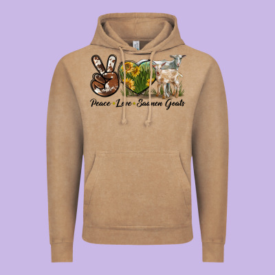 Peace Love Saanen Goats Vintage Hoodie Designed By Lillyallendesigns