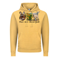 Vintage Mustard Peace Love Saanen Goats Vintage Hoodie - LillyAllenDesigns
