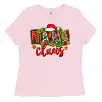 Bubblegum Pink christmas nana claus Ladies Tee - FaDigitalArtStudio