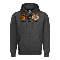 Charcoal Heather peace love tigers Zipper Hoodie - RanaPortraitStore