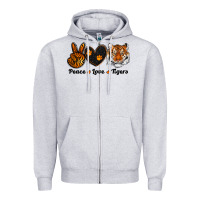 Heather Grey peace love tigers Zipper Hoodie - RanaPortraitStore