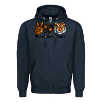 Navy peace love tigers Zipper Hoodie - RanaPortraitStore