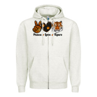 Oatmeal Heather peace love tigers Zipper Hoodie - RanaPortraitStore