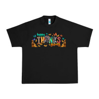 Black Happy thanksgiving Urban Heavy Tee - CowhideDigitalArt