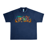 Navy Happy thanksgiving Urban Heavy Tee - CowhideDigitalArt