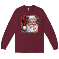 Burgundy merry Christmas santa Long Sleeve Tee - CowhideDigitalArt
