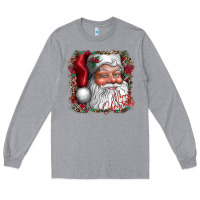 Heather Grey merry Christmas santa Long Sleeve Tee - CowhideDigitalArt