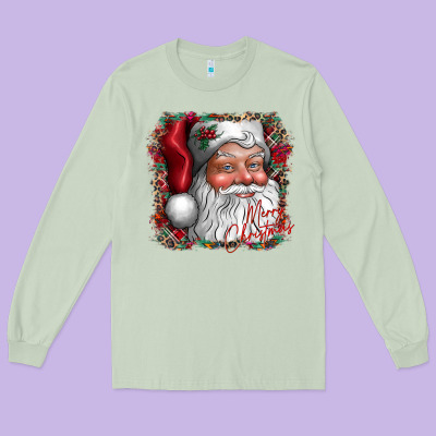 Merry Christmas Santa Long Sleeve Tee Designed By Cowhidedigitalart