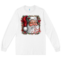 White merry Christmas santa Long Sleeve Tee - CowhideDigitalArt