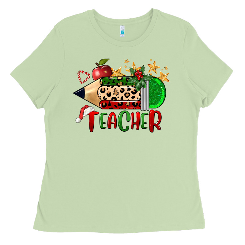 Christmas Teacher Pencil Ladies Tee by FaDigitalArtStudio | Teevron