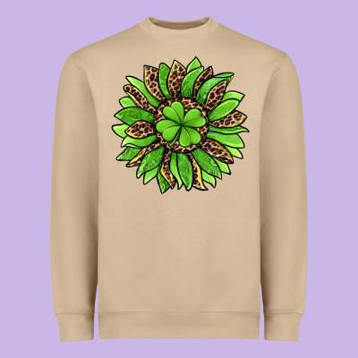 Lucky Leopard St Patricks Sunflower Heavyweight Sweatshirt Designed By Jasminsmagicworld