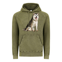 Vintage Olive Alaskan Malamute Dog Vintage Hoodie - LillyAllenDesigns