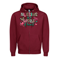Burgundy nursing is a work of heart Zipper Hoodie - RanaPortraitStore