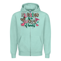 Seafoam nursing is a work of heart Zipper Hoodie - RanaPortraitStore