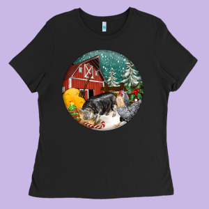 Christmas On The Farm Ladies Tee Designed By Fadigitalartstudio