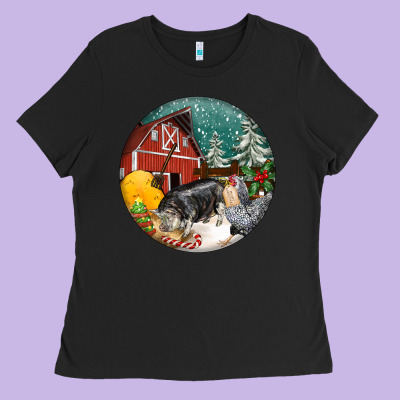 Christmas On The Farm Ladies Tee Designed By Fadigitalartstudio