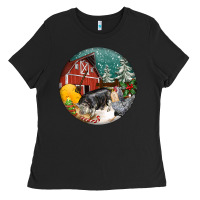 Black Christmas On The Farm Ladies Tee - FaDigitalArtStudio