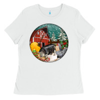 White Christmas On The Farm Ladies Tee - FaDigitalArtStudio