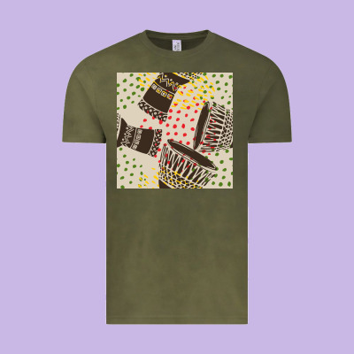African Drum Seamless Pattern Vintage Tee Designed By Bundleandbundleshop