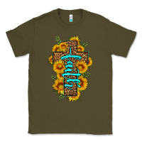 Army Green faith sunflower leopard cross olivia Classic Tee - OliviaCreatesArt