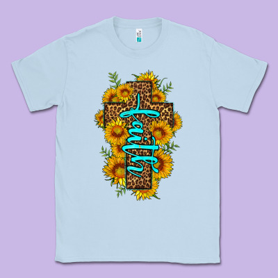 Faith Sunflower Leopard Cross Olivia Classic Tee Designed By Oliviacreatesart