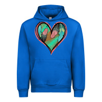 Cobalt Feather Heart Urban Hoodie - Jasminsmagicworld