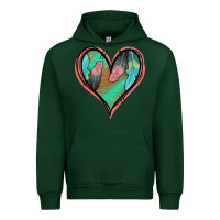Forest Green Feather Heart Urban Hoodie - Jasminsmagicworld