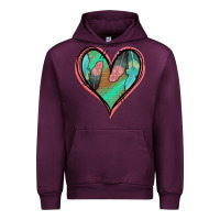 Mauve Wine Feather Heart Urban Hoodie - Jasminsmagicworld