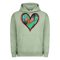Pigment Oil Green Feather Heart Urban Hoodie - Jasminsmagicworld