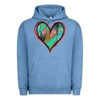 Pigment Pebble Blue Feather Heart Urban Hoodie - Jasminsmagicworld