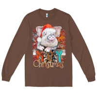 Chestnut merry Christmas pig Long Sleeve Tee - CowhideDigitalArt