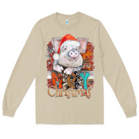 Mushroom merry Christmas pig Long Sleeve Tee - CowhideDigitalArt