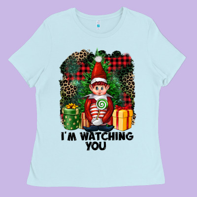 I'm Watching You Elf Ladies Tee Designed By Fadigitalartstudio