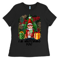 Black I'm Watching You Elf Ladies Tee - FaDigitalArtStudio