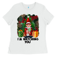 White I'm Watching You Elf Ladies Tee - FaDigitalArtStudio