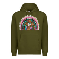 Army Green easter cross daisy egg rainbow Premium Hoodie - Artiststas