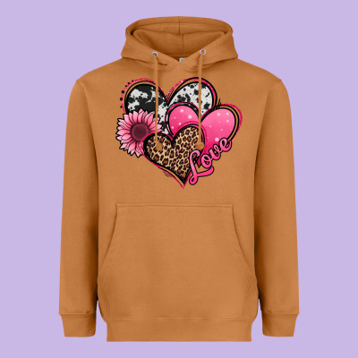 Valentines Day Western Hearts And Sunflower Heavyweight Hoodie Designed By Jasminsmagicworld