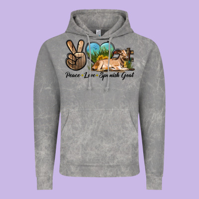 Peace Love Spanish Goat Vintage Hoodie Designed By Lillyallendesigns