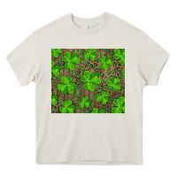 Cream shamrock and leopard Heavy Core Tee - RanaPortraitStore