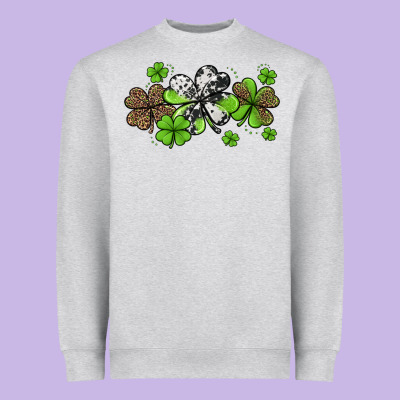Western Cowhide Leopard Glitter Shamrocks Heavyweight Sweatshirt Designed By Jasminsmagicworld