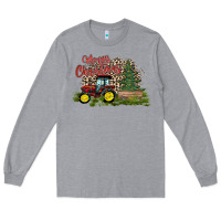 Heather Grey merry Christmas tractor tree Long Sleeve Tee - CowhideDigitalArt