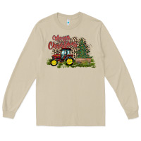 Mushroom merry Christmas tractor tree Long Sleeve Tee - CowhideDigitalArt