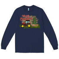 Navy merry Christmas tractor tree Long Sleeve Tee - CowhideDigitalArt