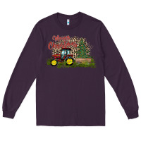 Plum merry Christmas tractor tree Long Sleeve Tee - CowhideDigitalArt